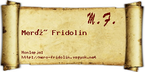 Merő Fridolin névjegykártya